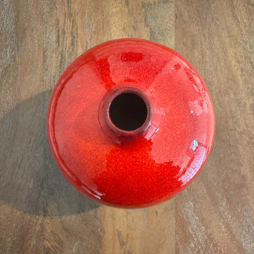 Crate&Barrel Red and Black Reactive Ceramic Bud Vase - Picture 4 of 5